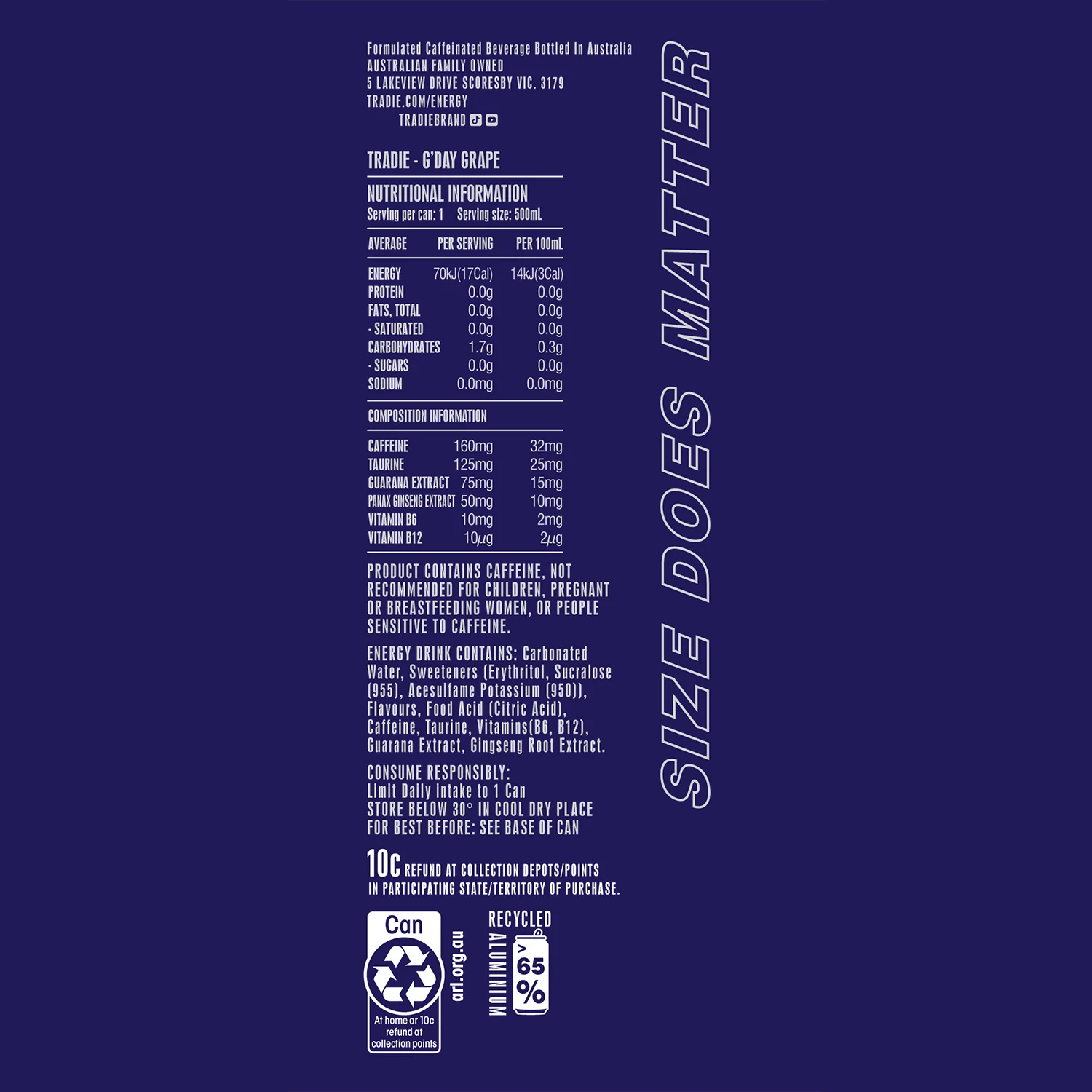 Energy Drink Zero Sugar 500mL 12 Pack - Image 4